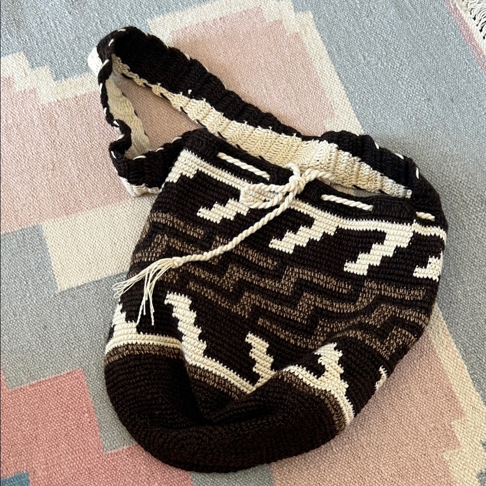 Handcrafted Black and Cream Women Bag